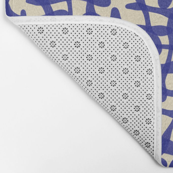 Playful strokes #4 / Blue on Beige Bath Mat Gallery Image 2