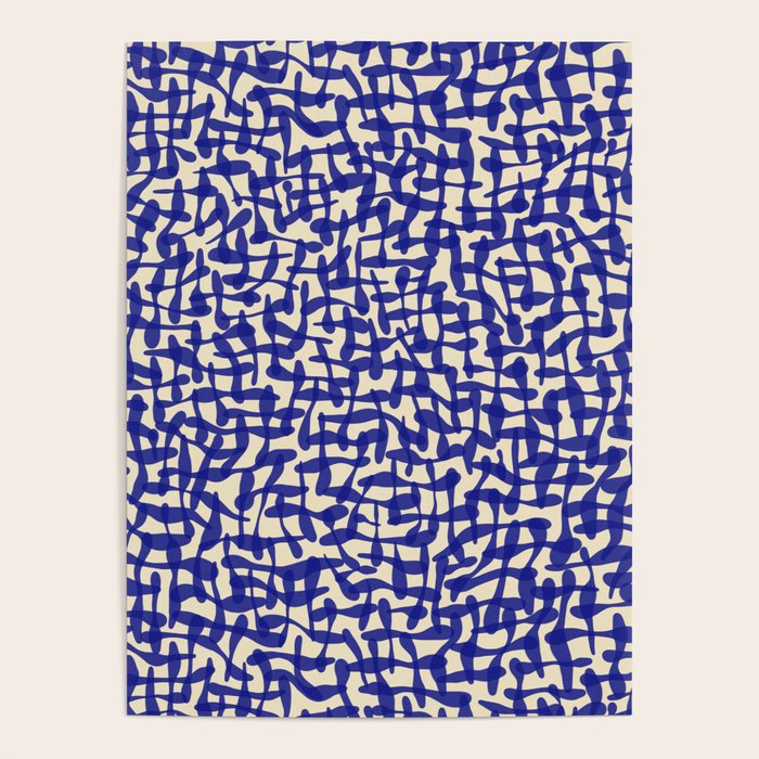 Playful strokes #4 / Blue on Beige Poster Gallery Image 1