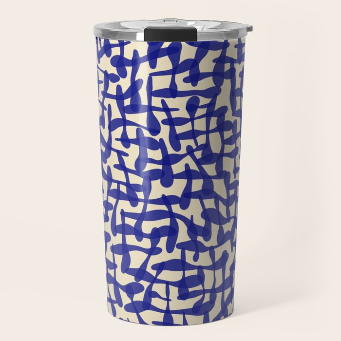 Playful strokes #4 / Blue on Beige Travel Mug Gallery Image 1