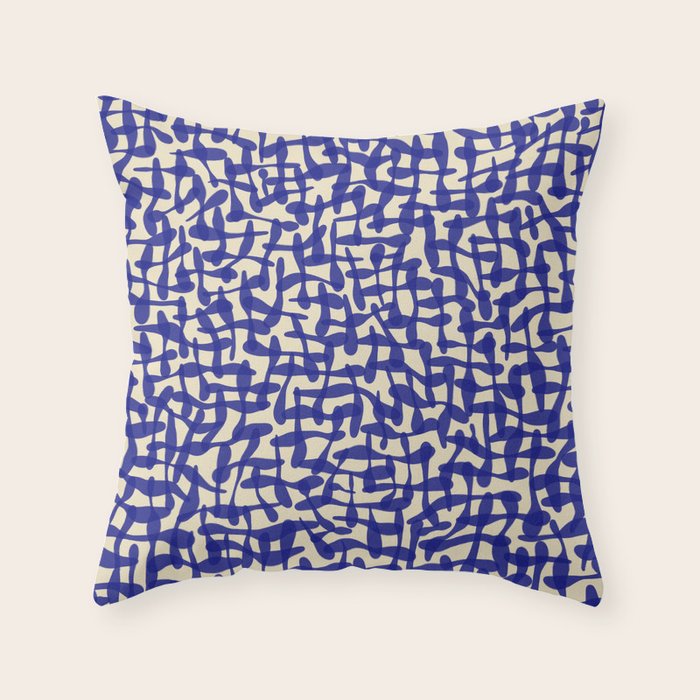 Playful strokes #4 / Blue on Beige Throw Pillow Gallery Image 6