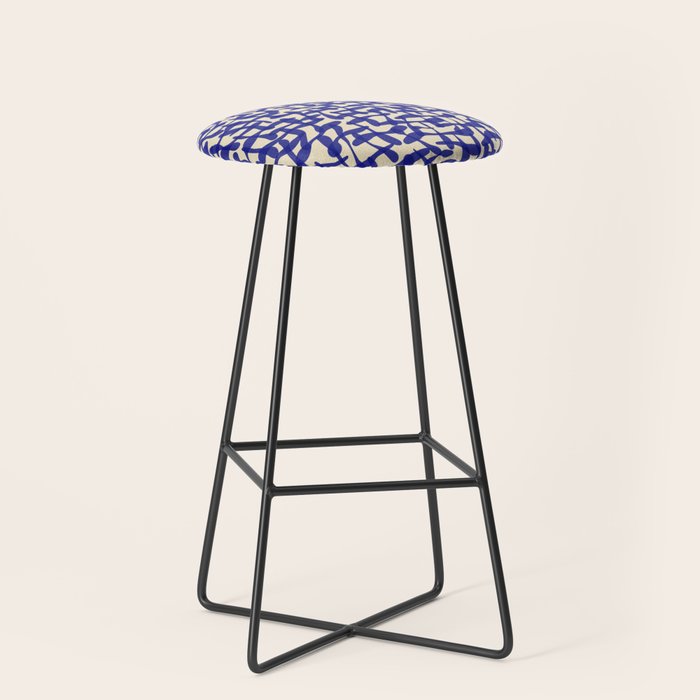Playful strokes #4 / Blue on Beige Stool Gallery Image 1