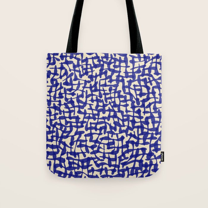 Playful strokes #4 / Blue on Beige Tote Bag Gallery Image 1