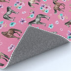 Pink Horse Print, Hand Drawn, Horses and Flowers, Girls Room, Rug Gallery Image 4