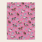 Pink Horse Print, Hand Drawn, Horses and Flowers, Girls Room, Poster Gallery Image 4