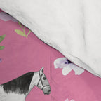 Pink Horse Print, Hand Drawn, Horses and Flowers, Girls Room, Comforter Gallery Image 4