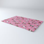 Pink Horse Print, Hand Drawn, Horses and Flowers, Girls Room, Rug Gallery Image 3