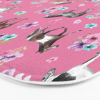 Pink Horse Print, Hand Drawn, Horses and Flowers, Girls Room, Bath Mat Gallery Image 3