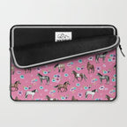 Pink Horse Print, Hand Drawn, Horses and Flowers, Girls Room, Laptop Sleeve Gallery Image 2