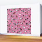 Pink Horse Print, Hand Drawn, Horses and Flowers, Girls Room, Wall Mural Gallery Image 2