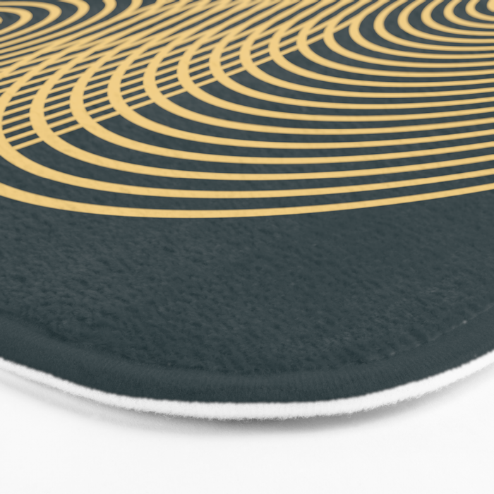 Geometric Lines Rainbows 19 in Slate Blue Gold Bath Mat Gallery Image 3
