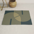 Geometric Lines Rainbows 19 in Slate Blue Gold Rug Gallery Image 1