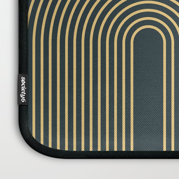 Geometric Lines Rainbows 19 in Slate Blue Gold Laptop Sleeve Gallery Image 3