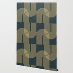 Geometric Lines Rainbows 19 in Slate Blue Gold Wallpaper Gallery Image 2