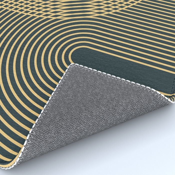 Geometric Lines Rainbows 19 in Slate Blue Gold Rug Gallery Image 4