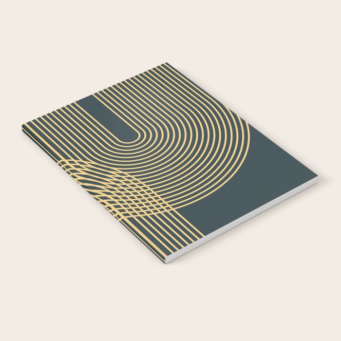 Geometric Lines Rainbows 19 in Slate Blue Gold Notebook Gallery Image 1