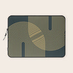 Geometric Lines Rainbows 19 in Slate Blue Gold Laptop Sleeve Gallery Image 1