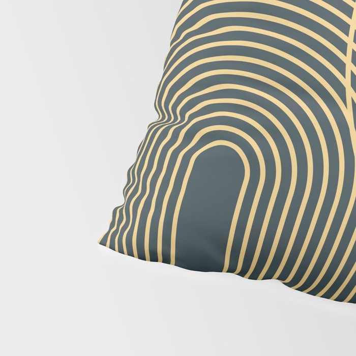 Geometric Lines Rainbows 19 in Slate Blue Gold Pillow Sham Gallery Image 4