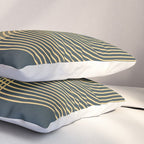Geometric Lines Rainbows 19 in Slate Blue Gold Pillow Sham Gallery Image 3