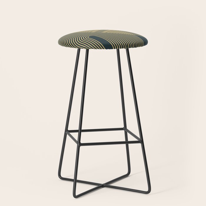 Geometric Lines Rainbows 19 in Slate Blue Gold Stool Gallery Image 1