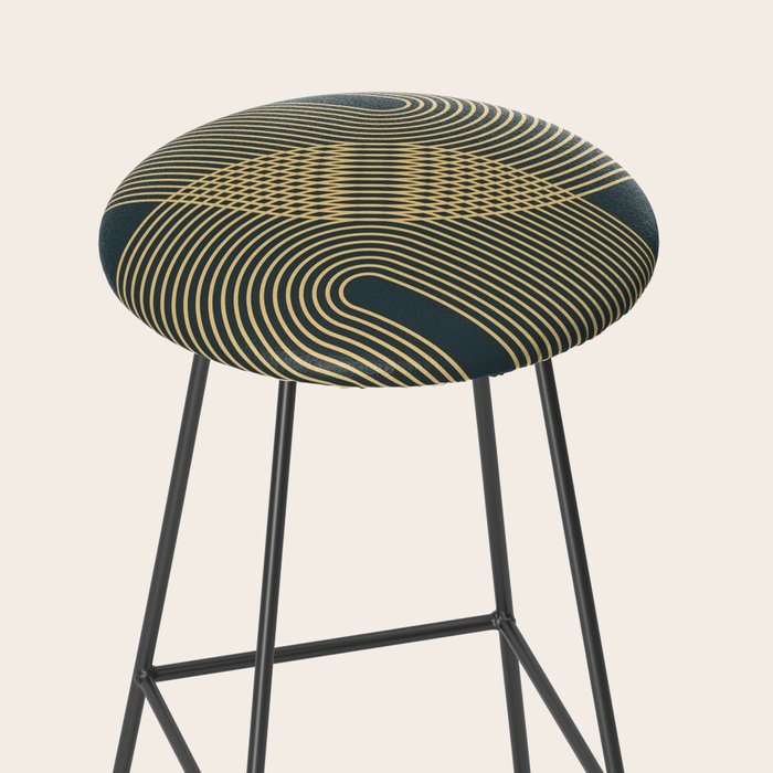 Geometric Lines Rainbows 19 in Slate Blue Gold Stool Gallery Image 2