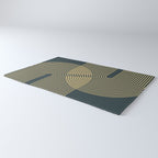 Geometric Lines Rainbows 19 in Slate Blue Gold Rug Gallery Image 3