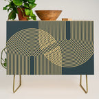 Geometric Lines Rainbows 19 in Slate Blue Gold Credenza Gallery Image 1