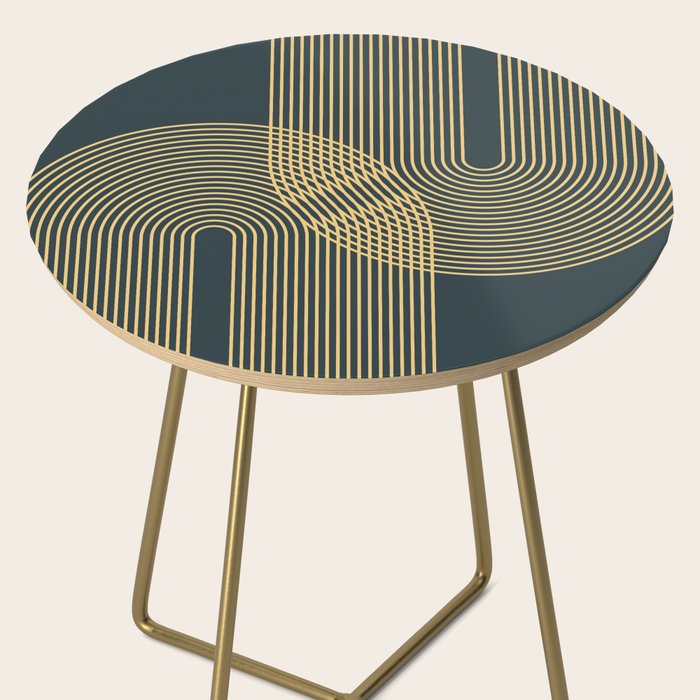 Geometric Lines Rainbows 19 in Slate Blue Gold Side Table Gallery Image 2