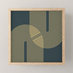 Geometric Lines Rainbows 19 in Slate Blue Gold Mini Art Print Gallery Image 1