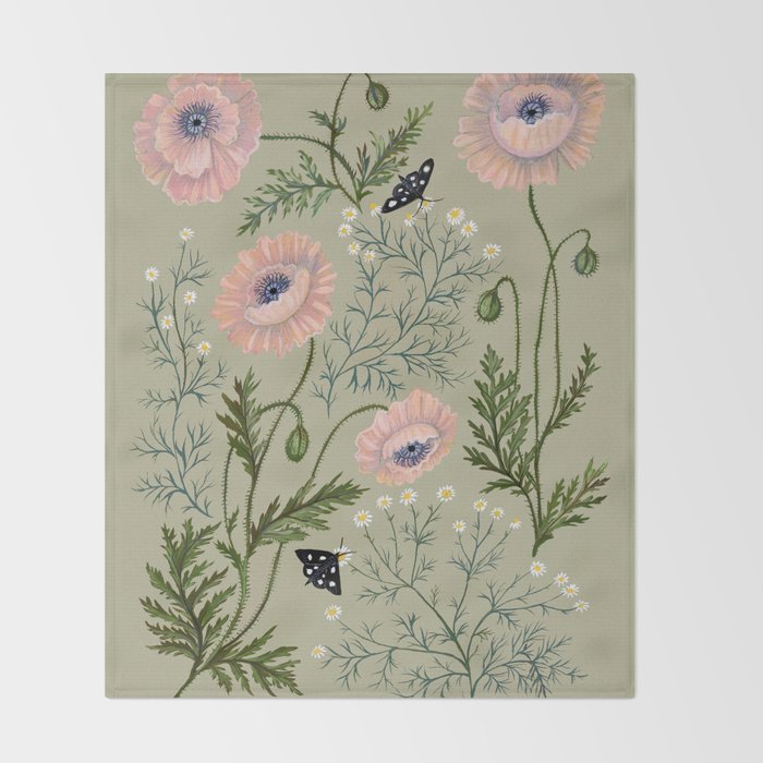 Poppies and Chamomile Throw Blanket Gallery Image 2