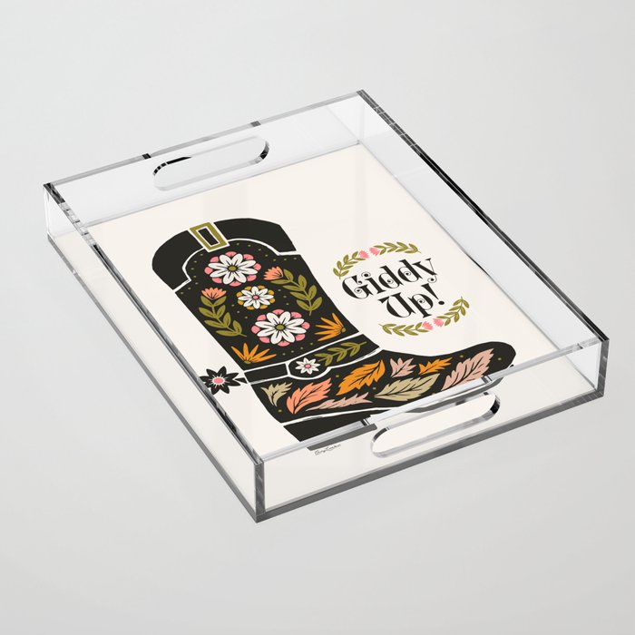 Giddy Up - Cowgirl Boot Acrylic Tray Gallery Image 1