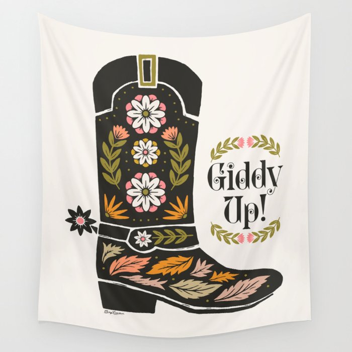 Giddy Up - Cowgirl Boot Wall Tapestry Gallery Image 1