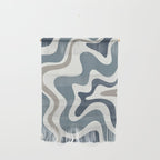 Liquid Swirl Abstract Pattern in Neutral Blue Gray on Off White Wall Hanging Gallery Image 1