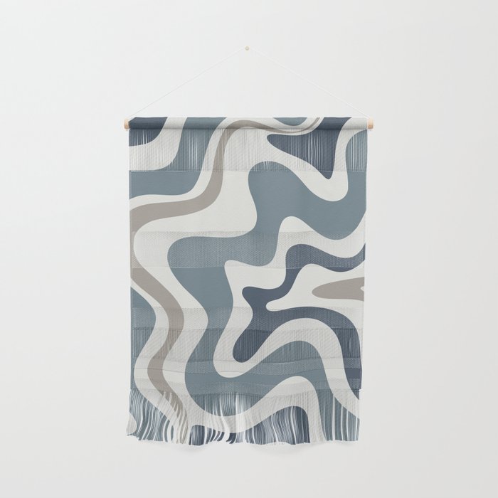 Liquid Swirl Abstract Pattern in Neutral Blue Gray on Off White Wall Hanging Gallery Image 1