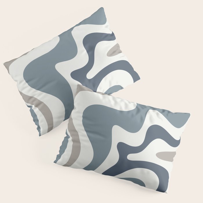 Liquid Swirl Abstract Pattern in Neutral Blue Gray on Off White Pillow Sham Gallery Image 1