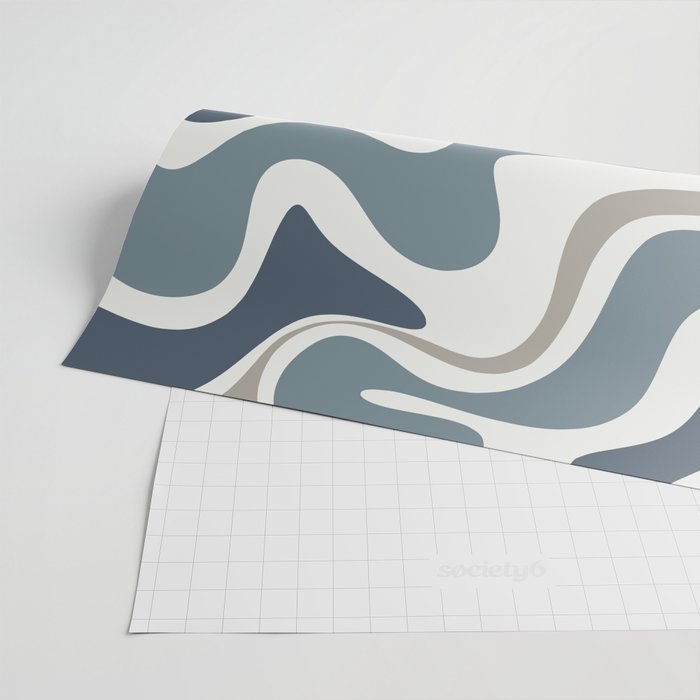 Liquid Swirl Abstract Pattern in Neutral Blue Gray on Off White Wrapping Paper Gallery Image 2