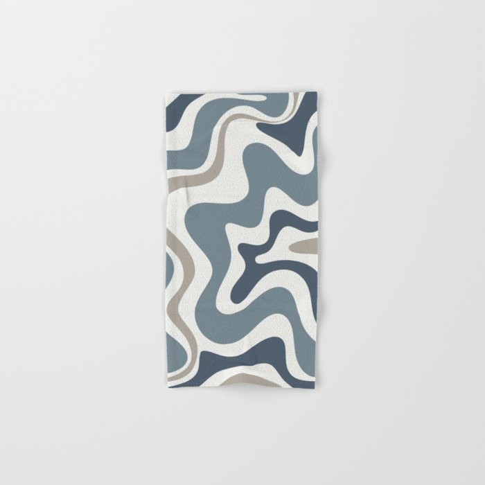 Liquid Swirl Abstract Pattern in Neutral Blue Gray on Off White Bath Towel Gallery Image 1