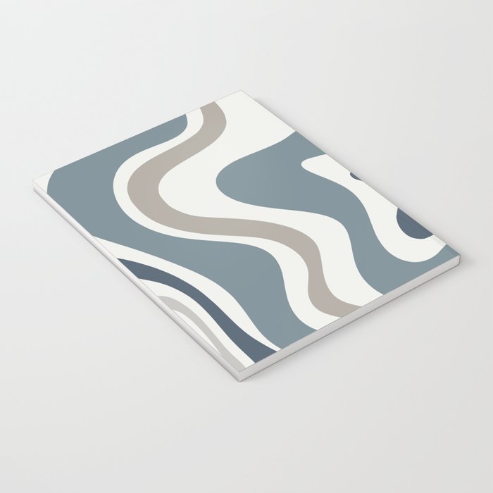 Liquid Swirl Abstract Pattern in Neutral Blue Gray on Off White Notebook Gallery Image 3