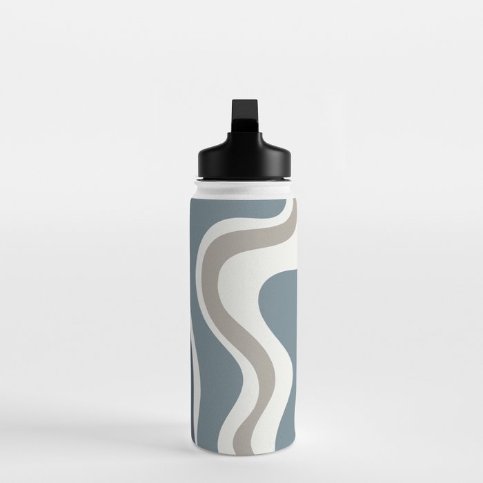 Liquid Swirl Abstract Pattern in Neutral Blue Gray on Off White Water Bottle Gallery Image 3