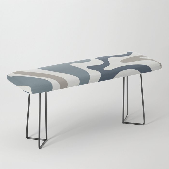 Liquid Swirl Abstract Pattern in Neutral Blue Gray on Off White Bench Gallery Image 1