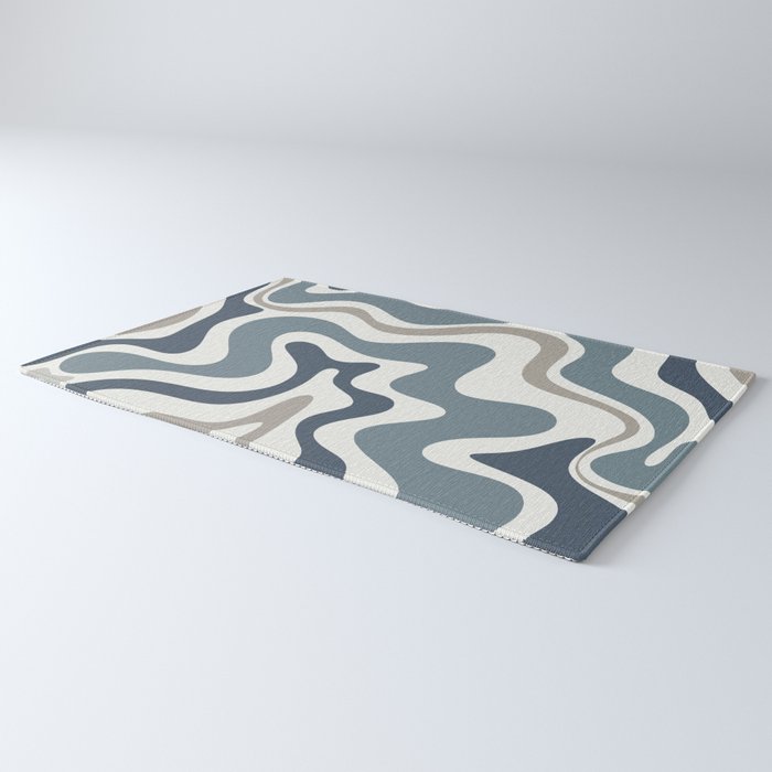 Liquid Swirl Abstract Pattern in Neutral Blue Gray on Off White Rug Gallery Image 3