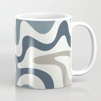 Liquid Swirl Abstract Pattern in Neutral Blue Gray on Off White Coffee Mug Gallery Image 1