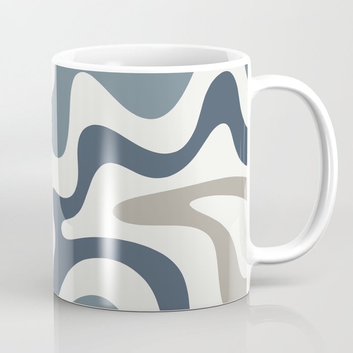Liquid Swirl Abstract Pattern in Neutral Blue Gray on Off White Coffee Mug Gallery Image 1