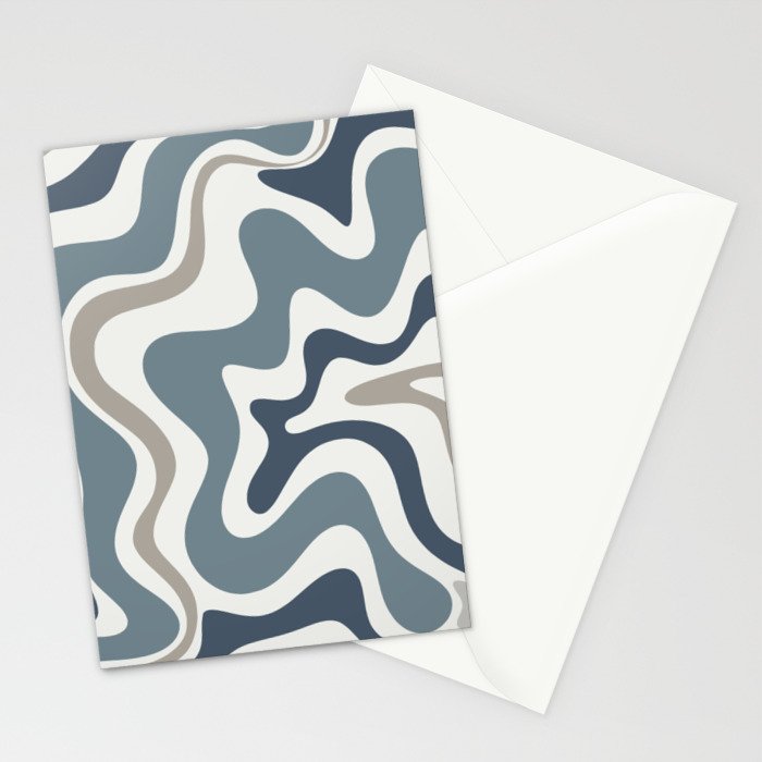 Liquid Swirl Abstract Pattern in Neutral Blue Gray on Off White Stationery Card Gallery Image 2