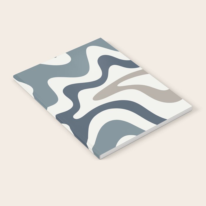 Liquid Swirl Abstract Pattern in Neutral Blue Gray on Off White Notebook Gallery Image 2