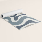 Liquid Swirl Abstract Pattern in Neutral Blue Gray on Off White Yoga Mat Gallery Image 2