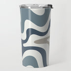 Liquid Swirl Abstract Pattern in Neutral Blue Gray on Off White Travel Mug Gallery Image 2
