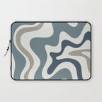 Liquid Swirl Abstract Pattern in Neutral Blue Gray on Off White Laptop Sleeve Gallery Image 1