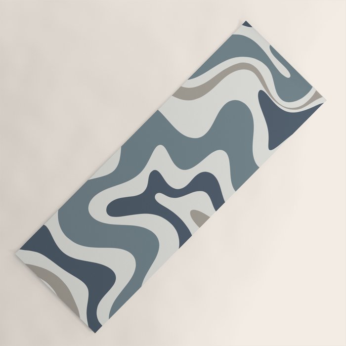Liquid Swirl Abstract Pattern in Neutral Blue Gray on Off White Yoga Mat Gallery Image 1