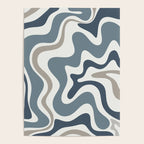 Liquid Swirl Abstract Pattern in Neutral Blue Gray on Off White Poster Gallery Image 4