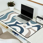 Liquid Swirl Abstract Pattern in Neutral Blue Gray on Off White Desk Mat Gallery Image 2